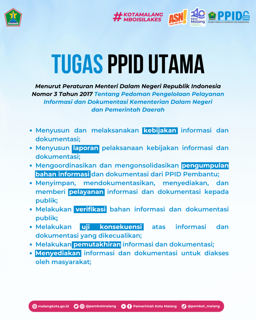 TUGAS PPID UTAMA DAN PPID PEMBANTU