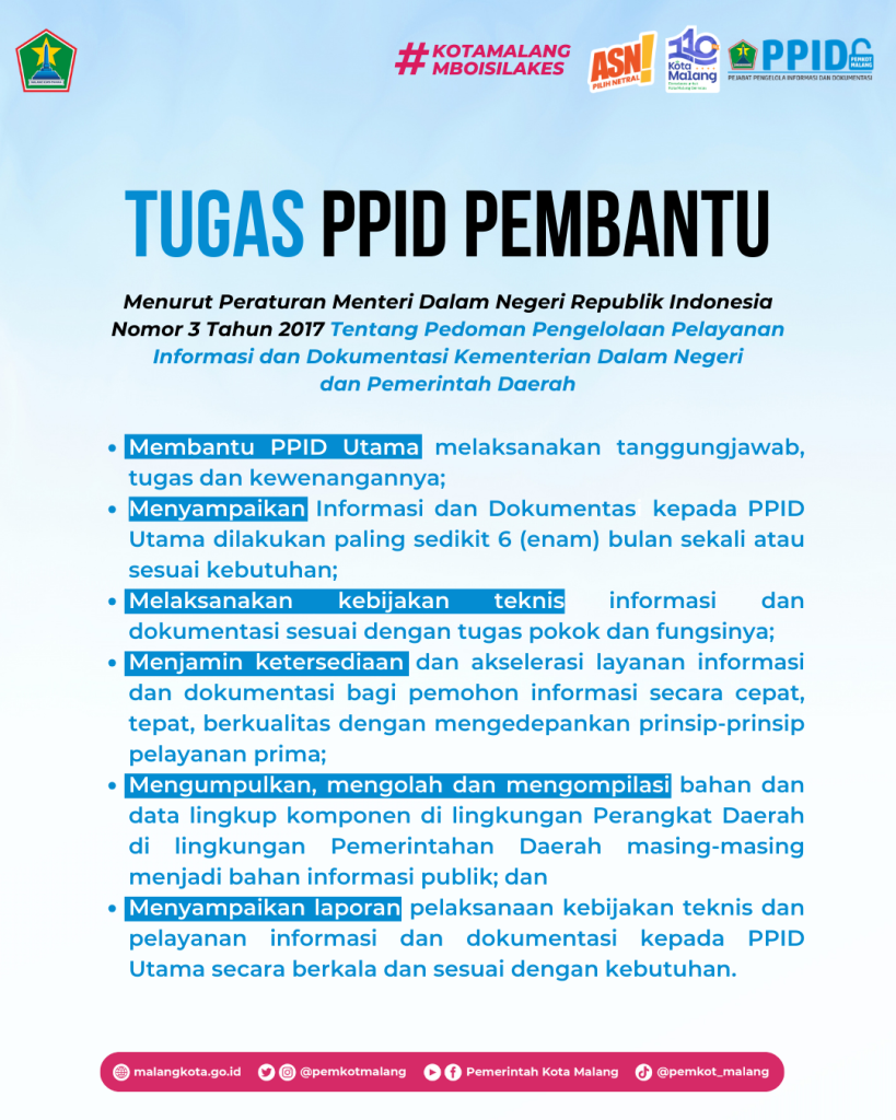 TUGAS PPID UTAMA DAN PPID PEMBANTU